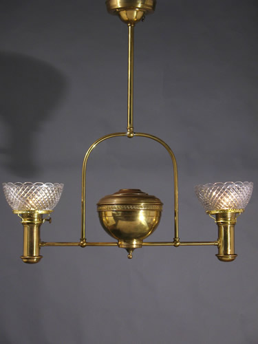 Electrified Oil Chandelier with Greek Key